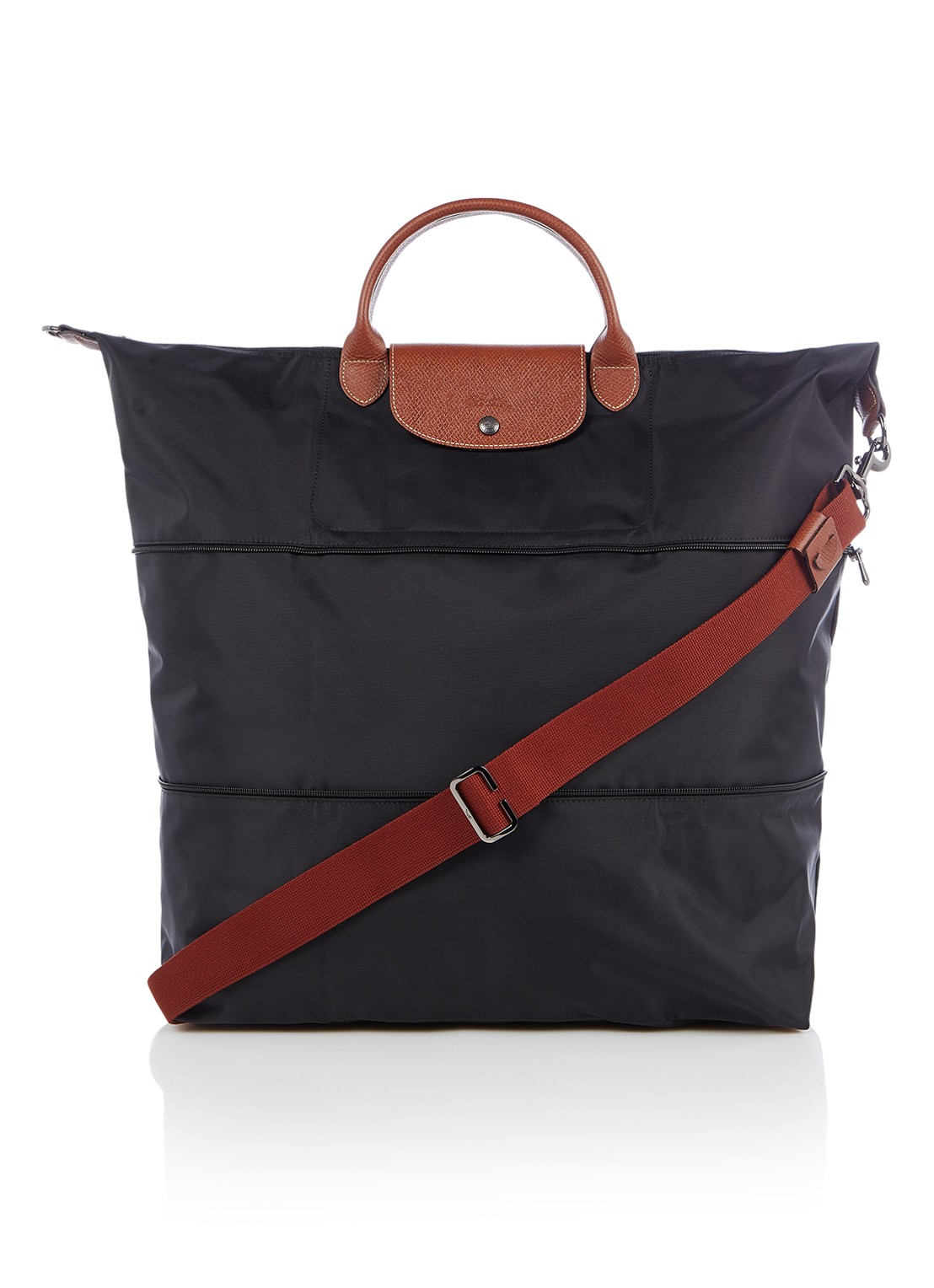 Longchamp Le Pliage Original reistas vergrootbaar met leren details - voorkant 5 zwart