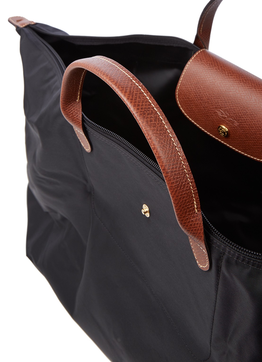 Longchamp Le Pliage Original reistas XL met leren details - detail 4 zwart