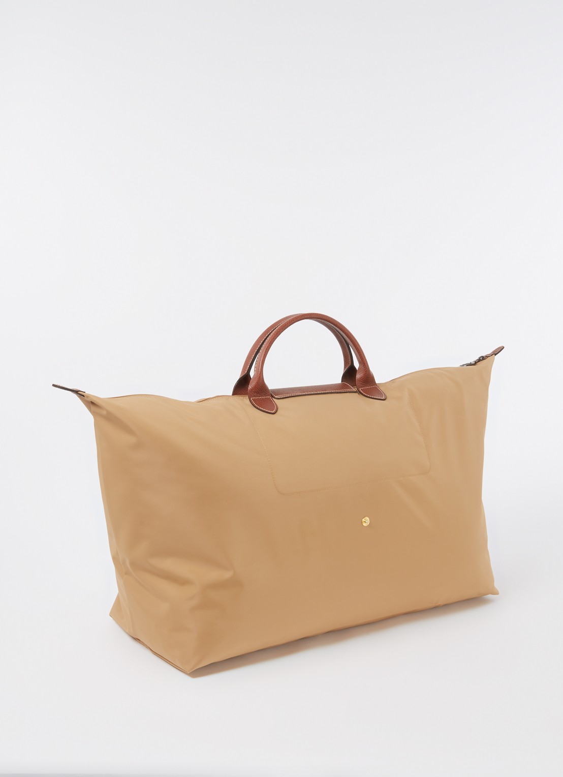 Longchamp Le Pliage Original reistas XL met leren details - achterkant camel