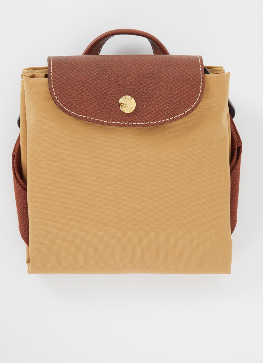 Longchamp Le Pliage Original rugzak M met leren details - detail 2 camel
