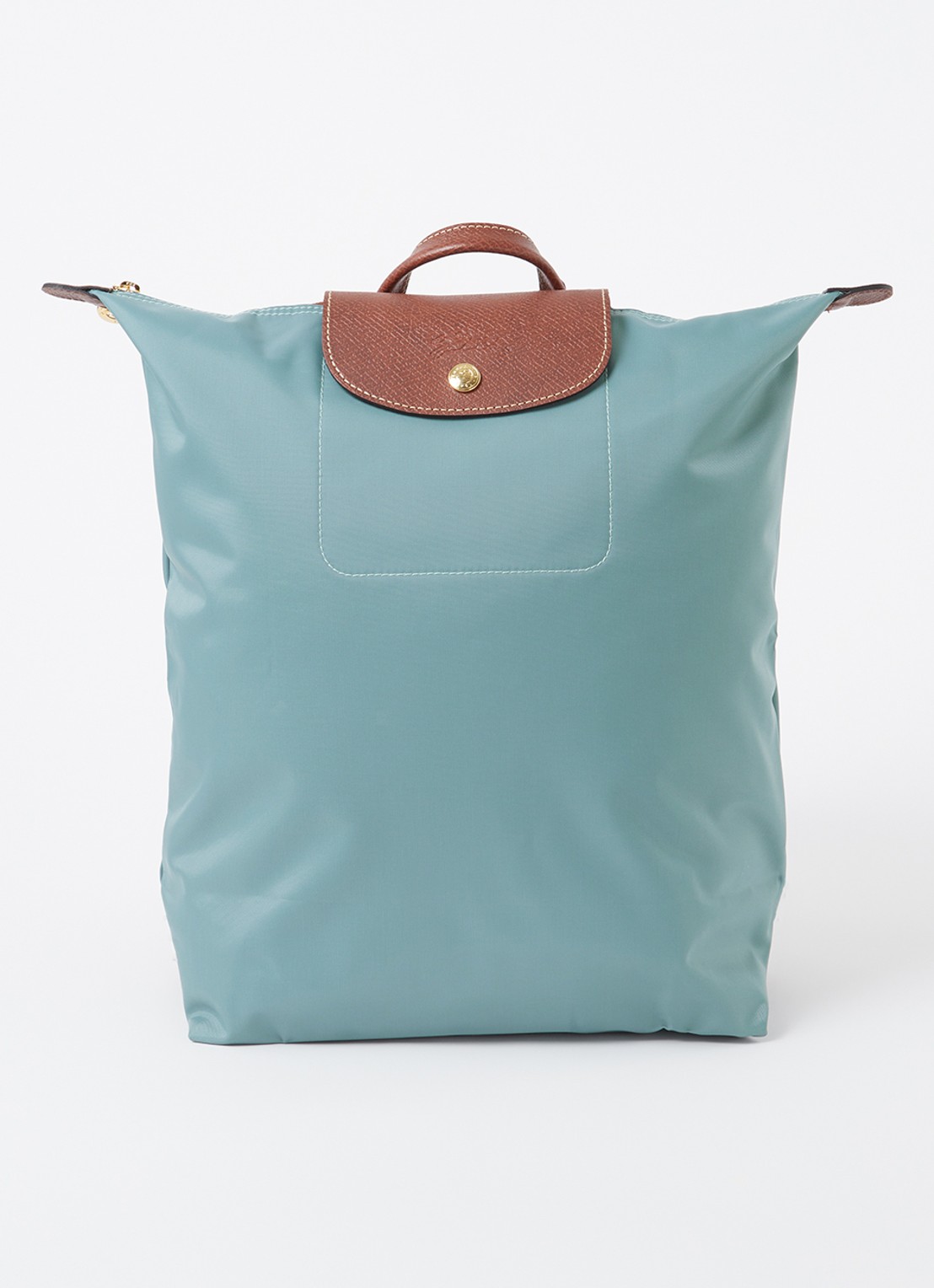 Longchamp Le Pliage Original rugzak M met leren details - voorkant 3 zeegroen