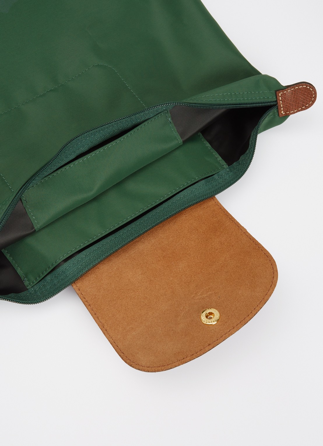 Longchamp Le Pliage Original rugzak M met leren details - detail 3 groen