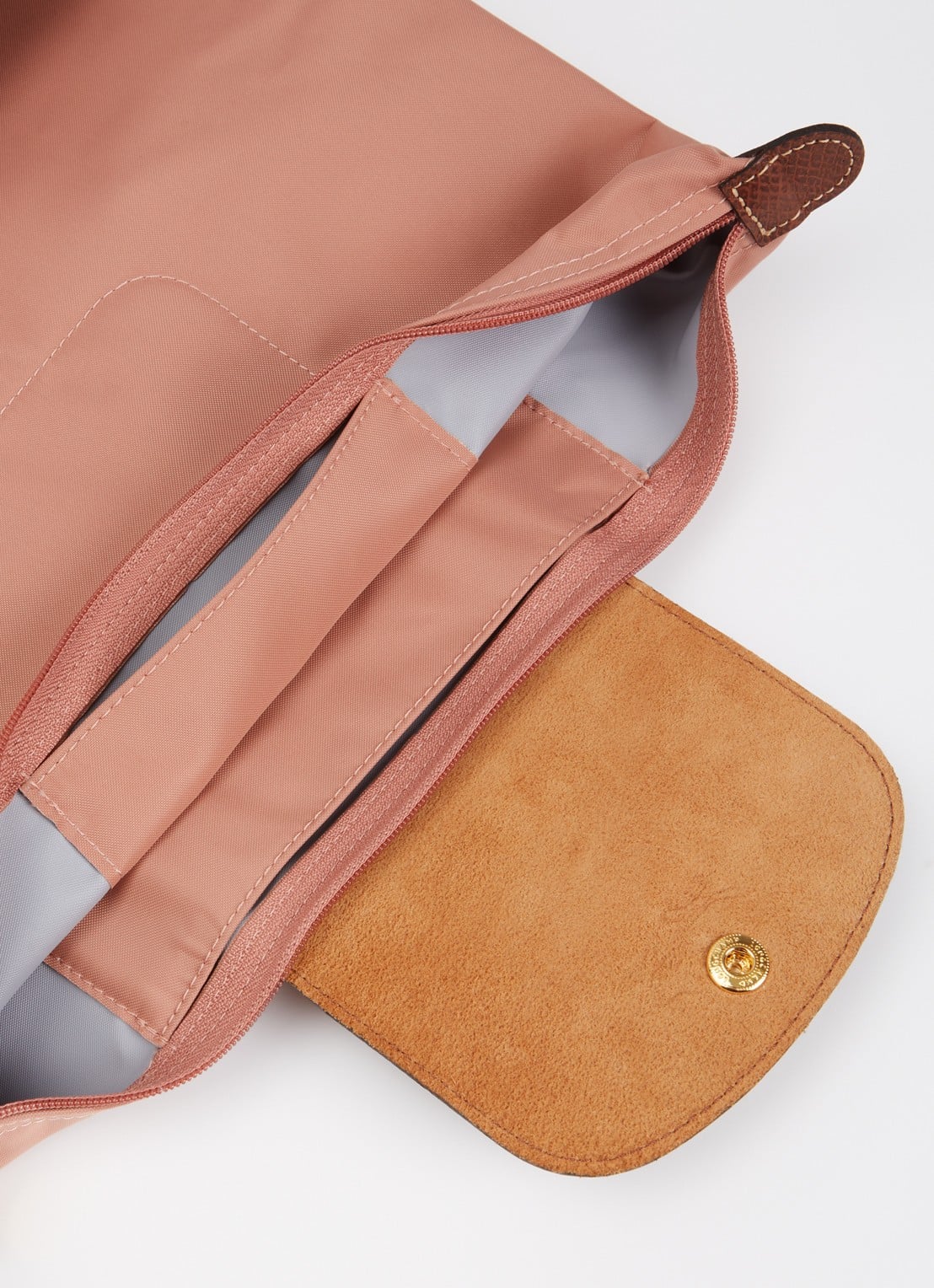 Longchamp Le Pliage Original rugzak M met leren details - detail 3 oudroze