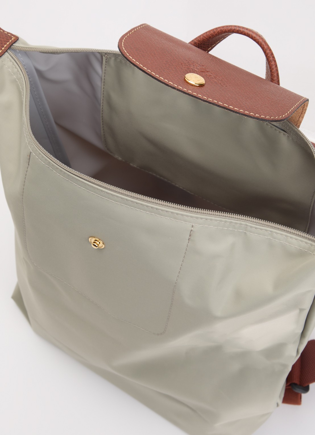 Longchamp Le Pliage Original rugzak M met leren details - detail 4 grijs