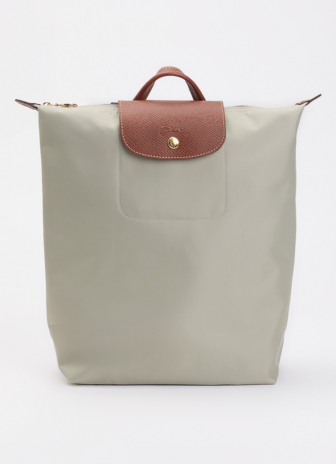 Longchamp Le Pliage Original rugzak M met leren details - voorkant grijs
