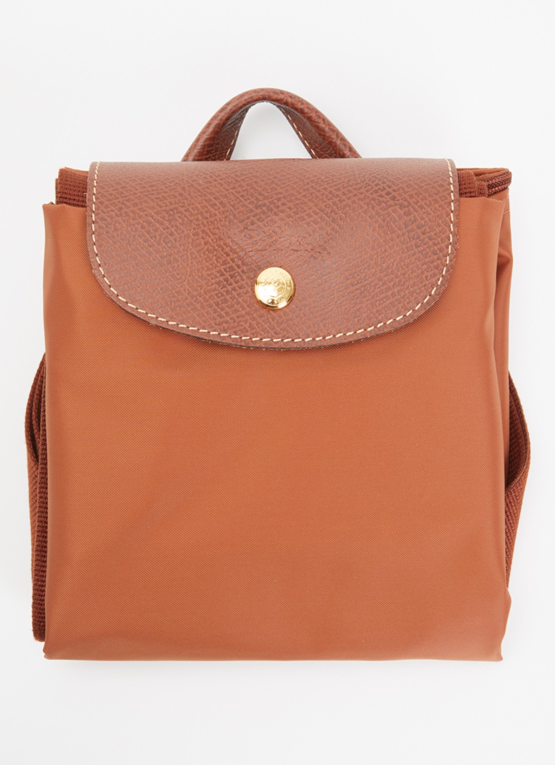 Longchamp Le Pliage Original rugzak M met leren details - detail 2 cognac