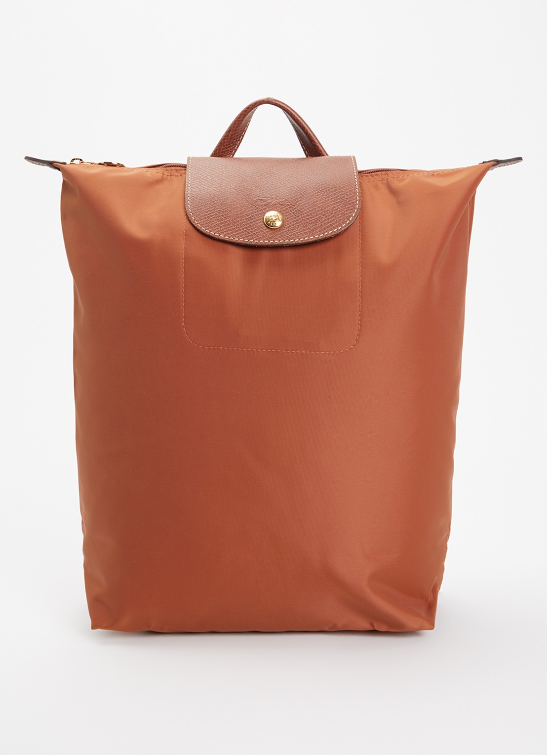 Longchamp Le Pliage Original rugzak M met leren details - voorkant 3 cognac