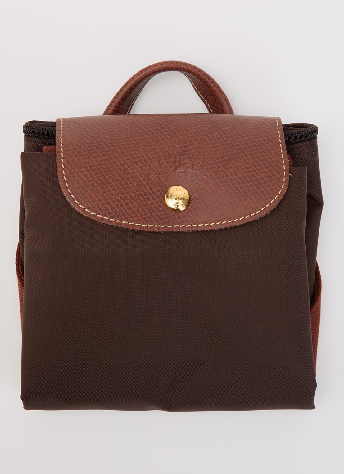 Longchamp Le Pliage Original rugzak M met leren details - detail 3 chocoladebruin