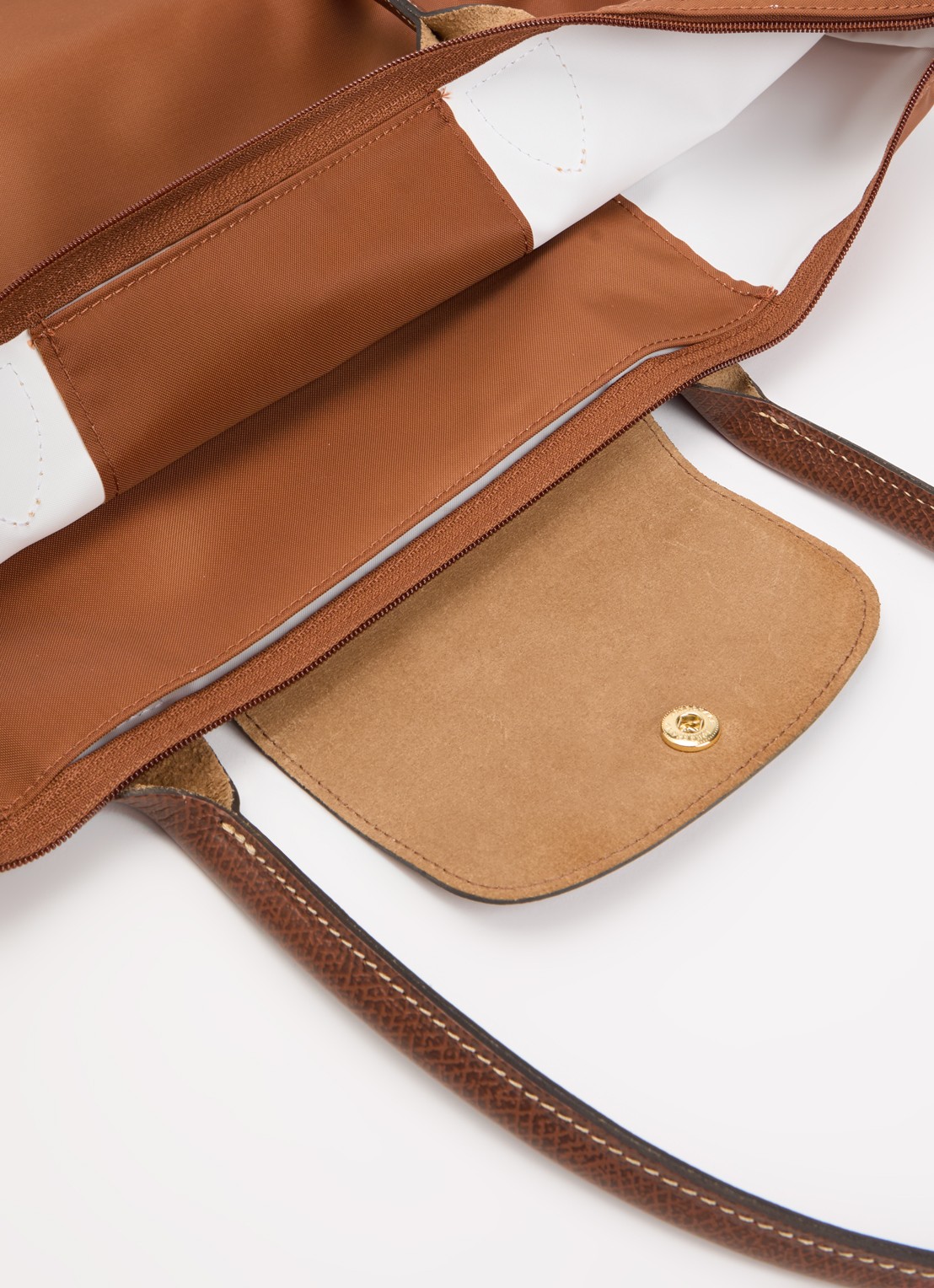 Longchamp Le Pliage Original schoudertas L met leren details - detail 4 cognac