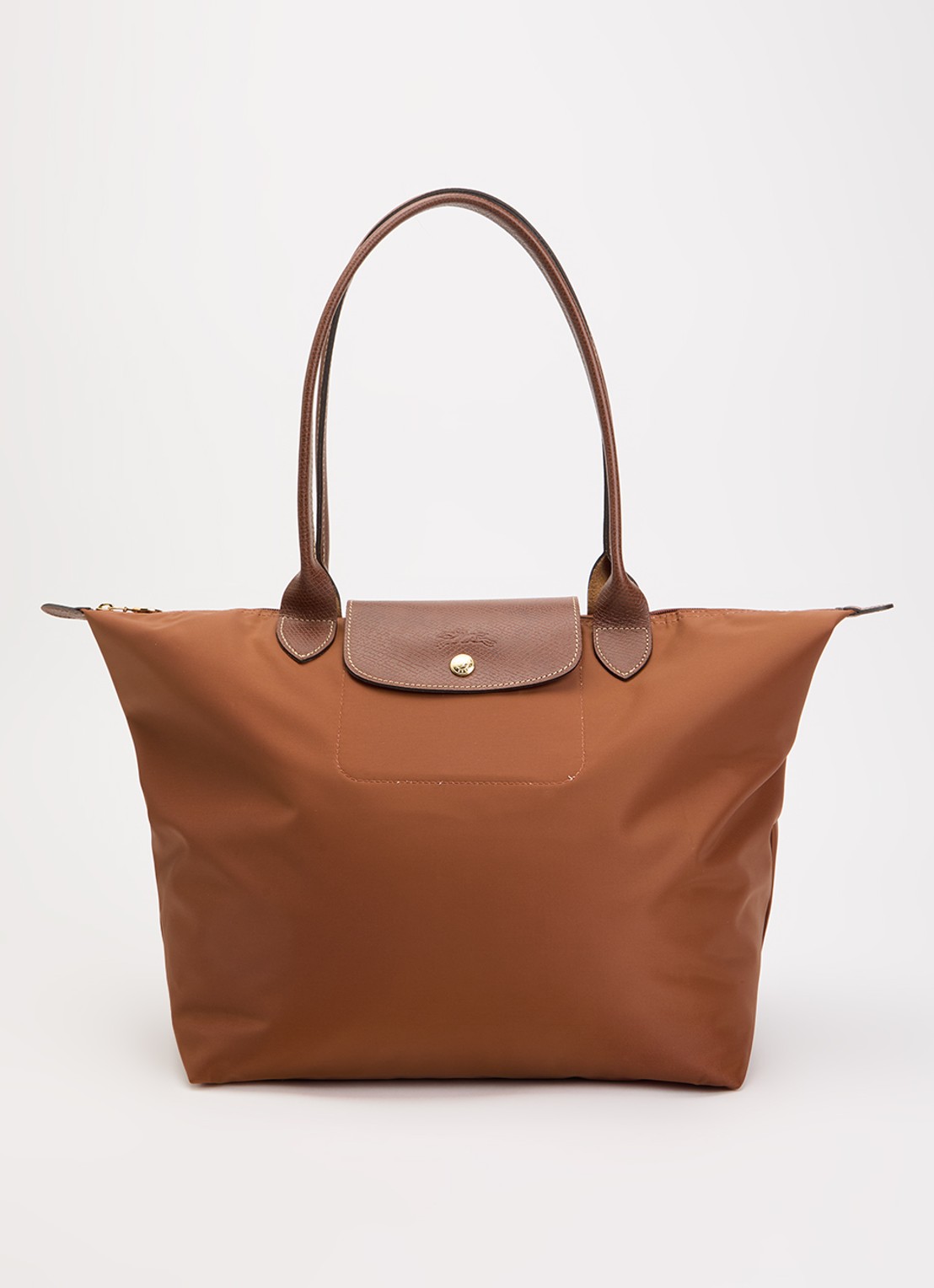 Longchamp Le Pliage Original schoudertas L met leren details - voorkant cognac