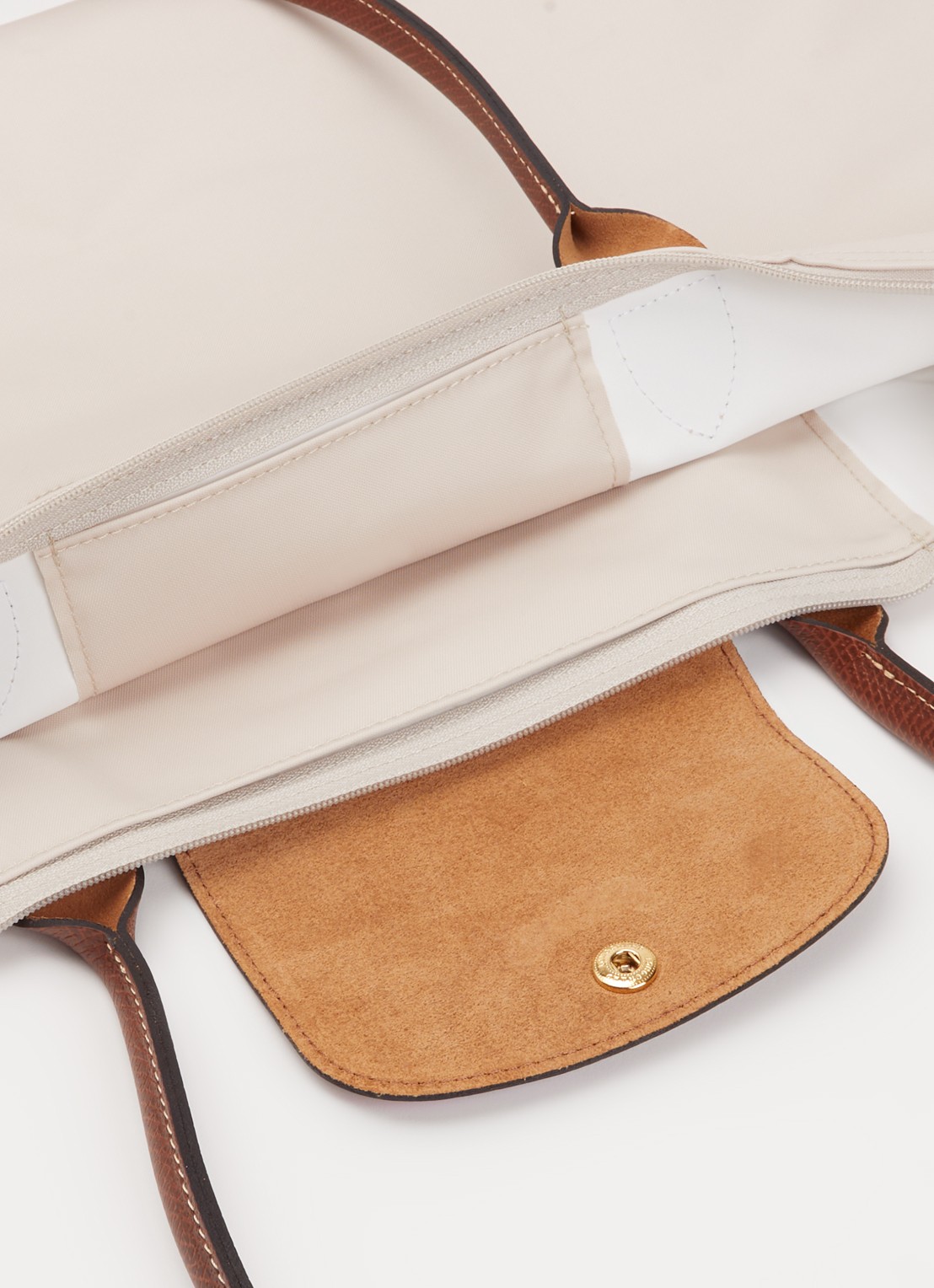 Longchamp Le Pliage Original schoudertas L met leren details - detail 4 creme