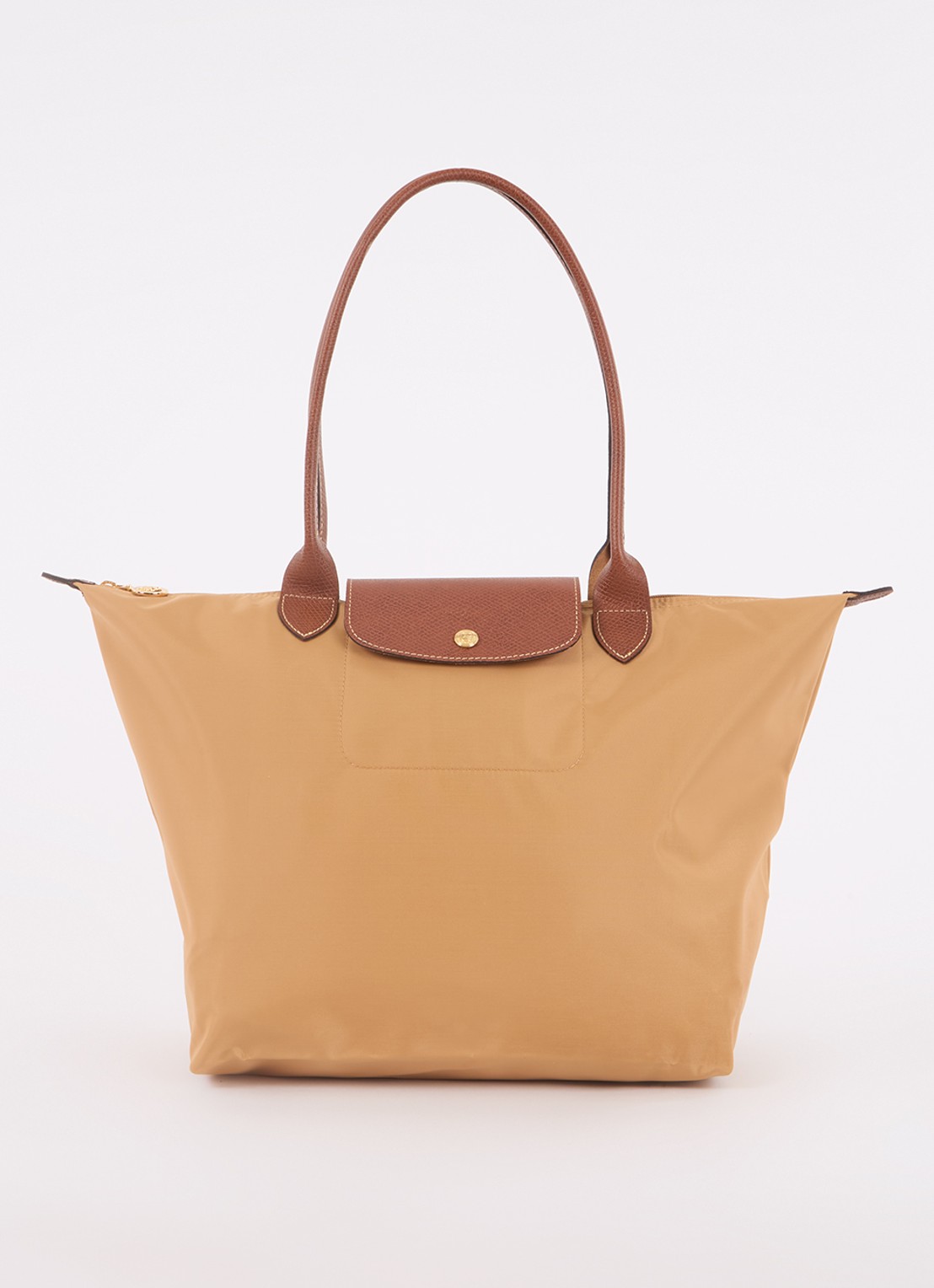 Longchamp Le Pliage Original schoudertas L met leren details - voorkant okergeel