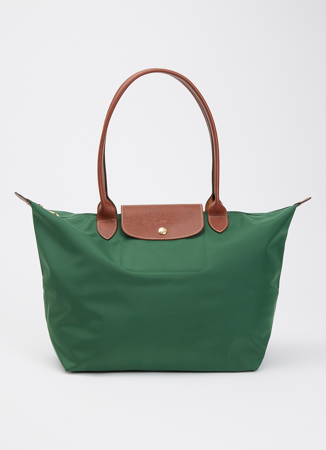 Longchamp Le Pliage Original schoudertas L met leren details - voorkant 5 groen