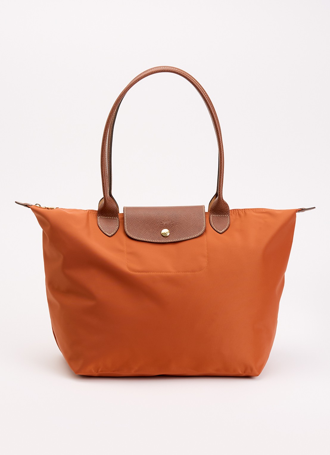 Longchamp Le Pliage Original schoudertas L met leren details - voorkant oranjebruin