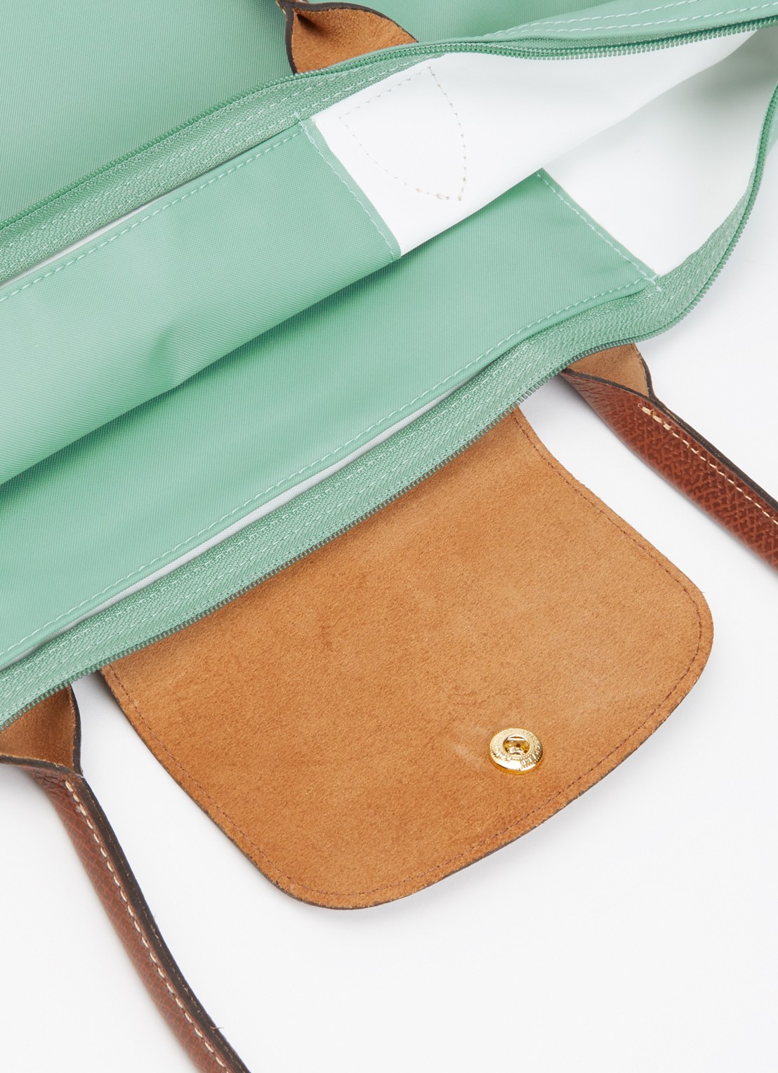 Longchamp Le Pliage Original schoudertas L met leren details - detail 4 zeegroen