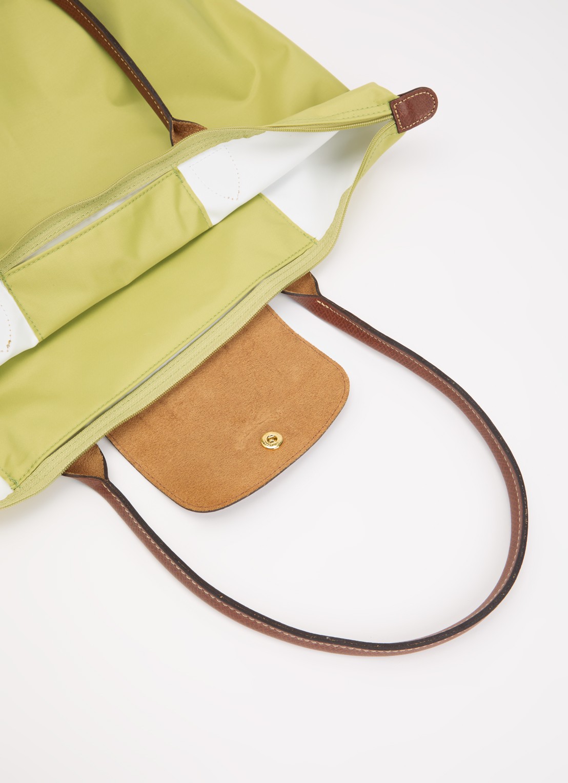 Longchamp Le Pliage Original schoudertas L met leren details - detail mosgroen