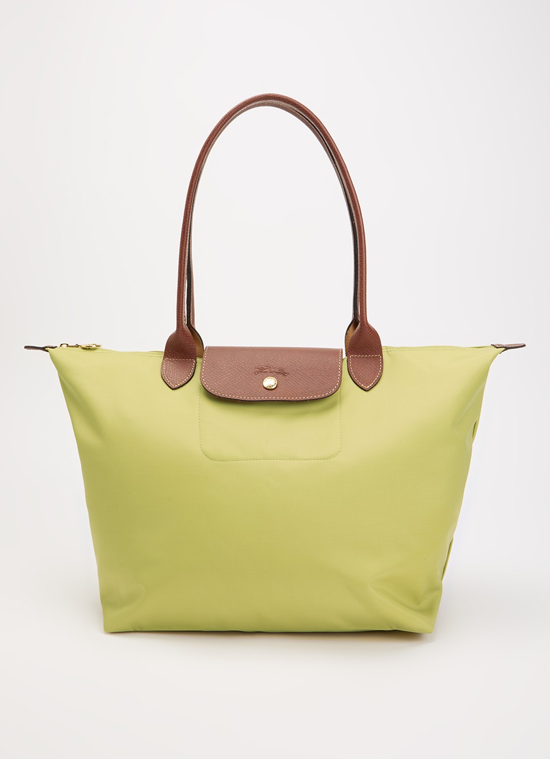 Longchamp Le Pliage Original schoudertas L met leren details - voorkant 5 mosgroen