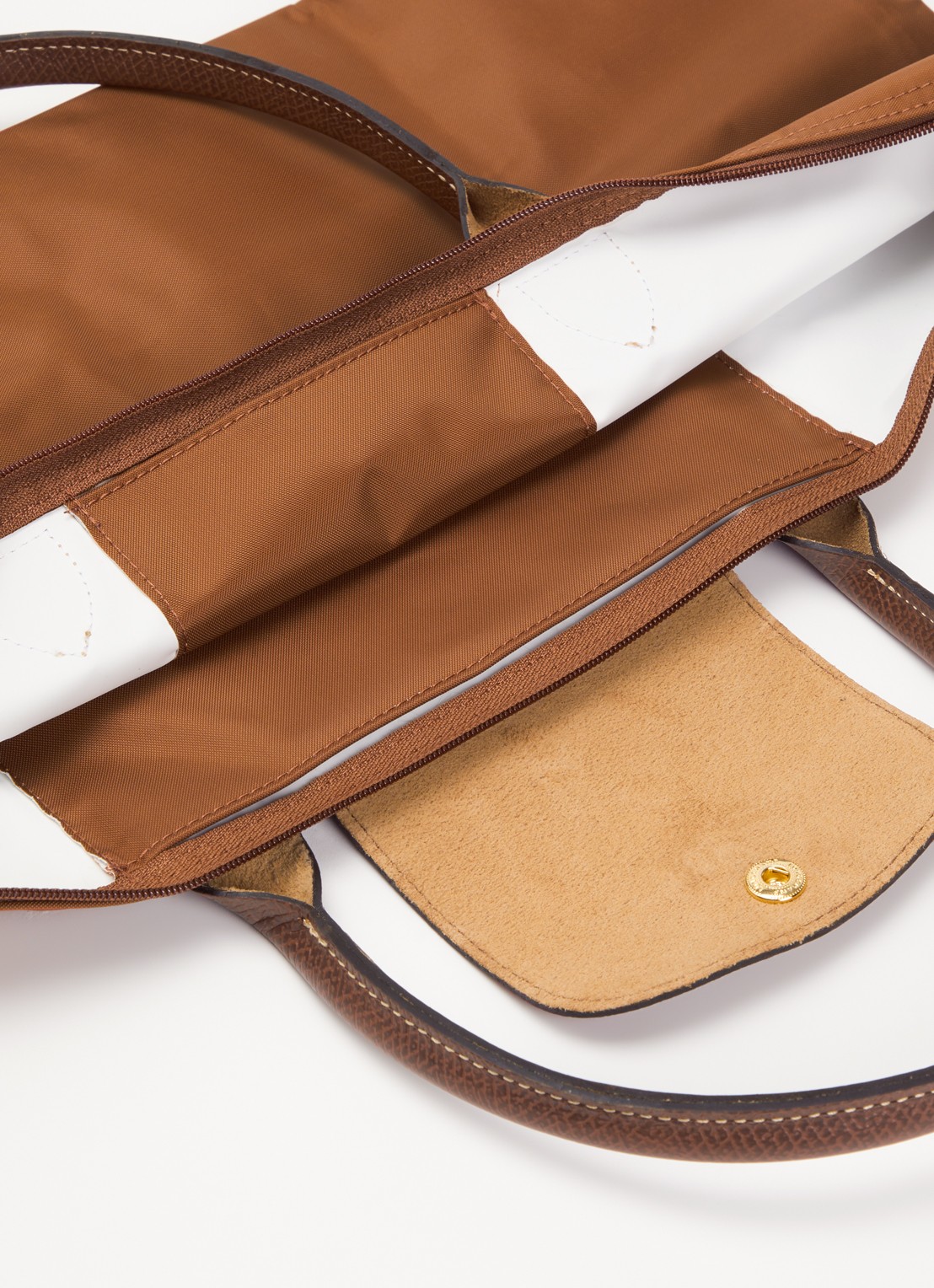 Longchamp Le Pliage Original schoudertas L met leren details - detail cognac