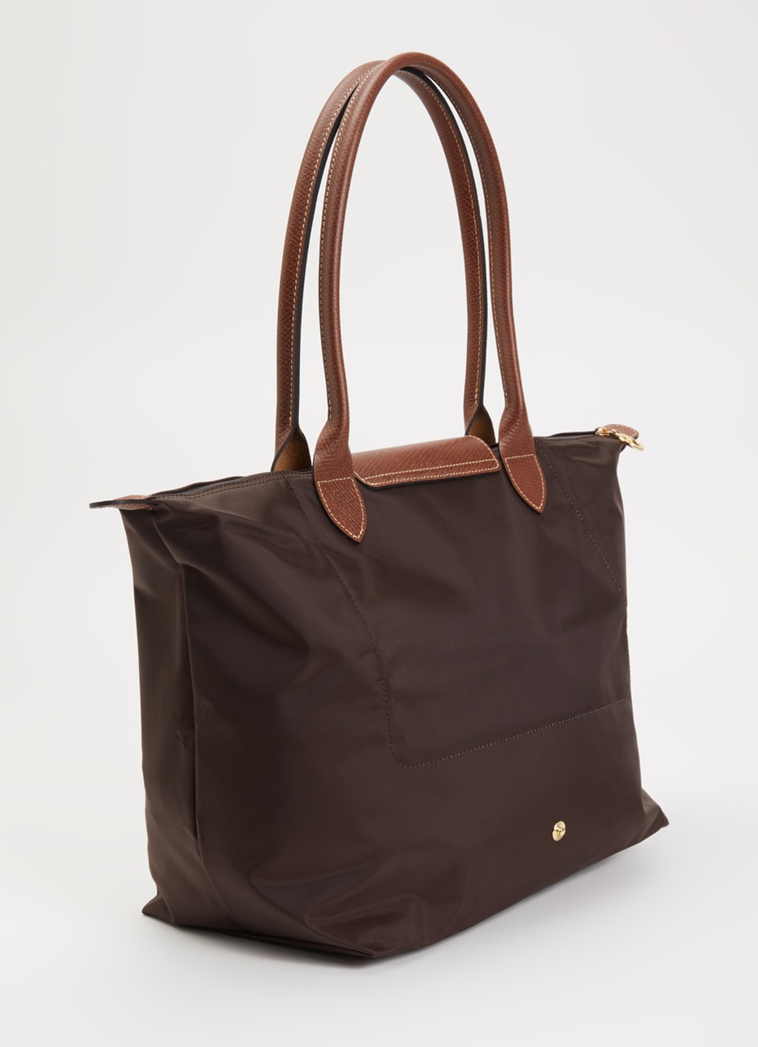 Longchamp Le Pliage Original schoudertas L met leren details - achterkant chocoladebruin