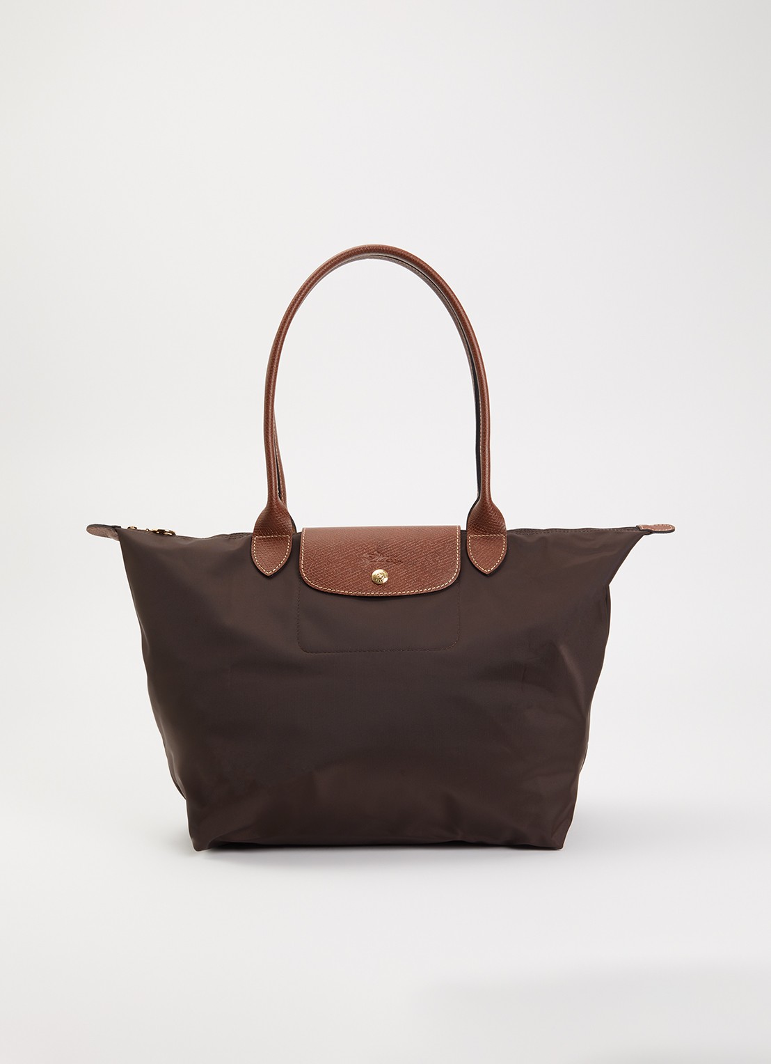 Longchamp Le Pliage Original schoudertas L met leren details - voorkant 2 chocoladebruin