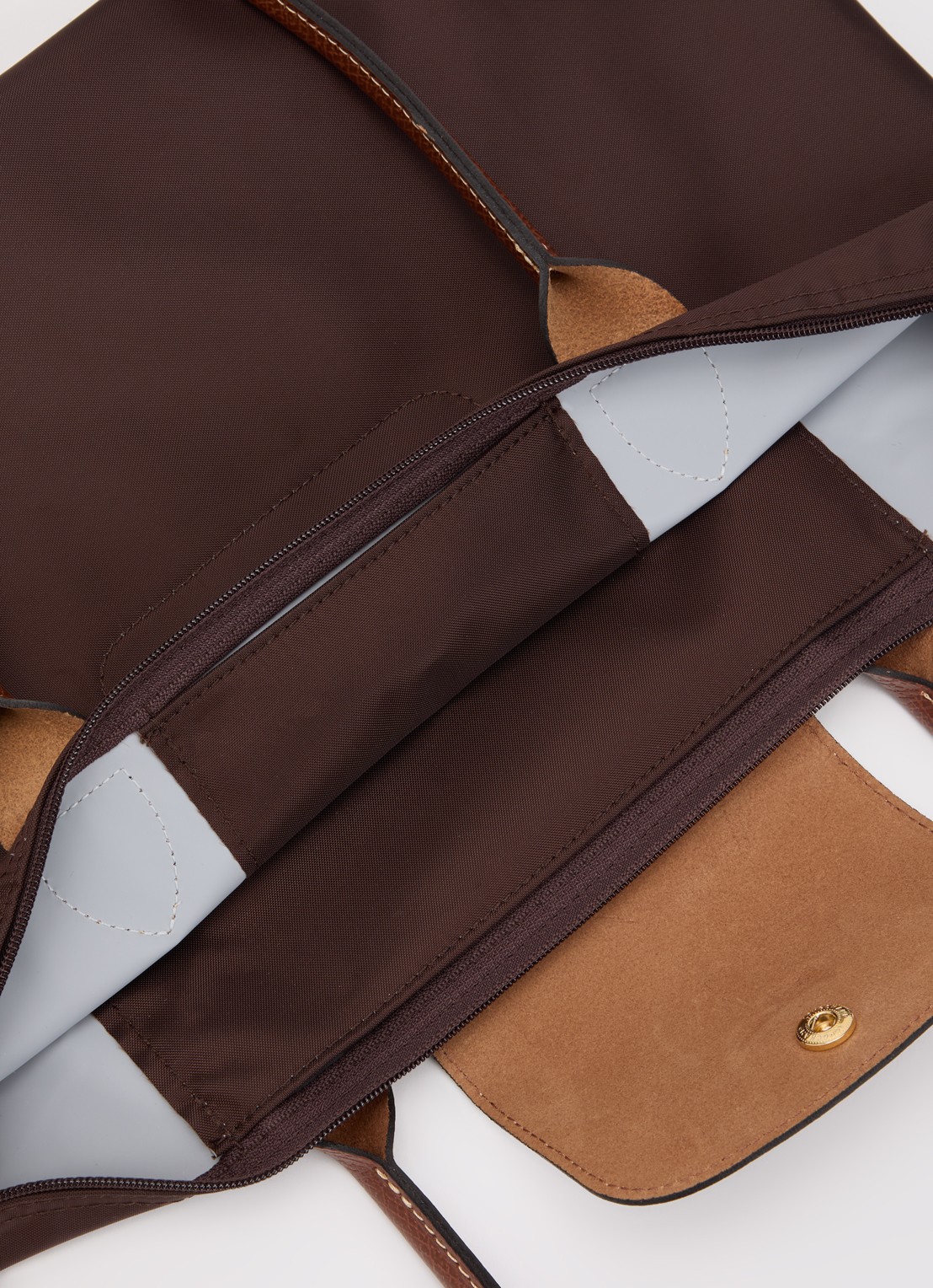 Longchamp Le Pliage Original schoudertas M met leren details - detail 3 chocoladebruin