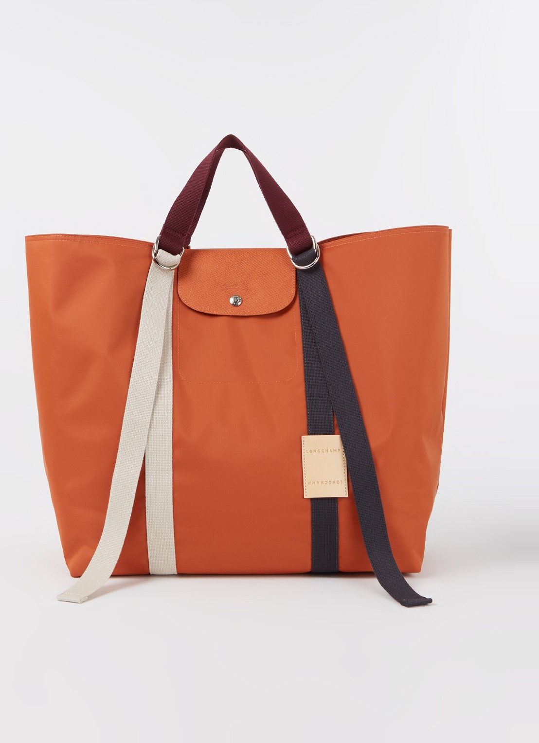 Longchamp Le Pliage Re-Play handtas XL met leren details  - voorkant 2 orange