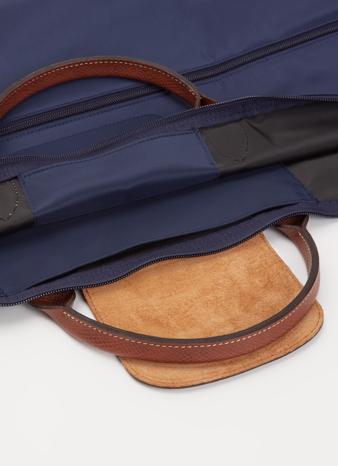 Longchamp Le Pliage reistas in maat verstelbaar met leren details - detail 2 donkerblauw