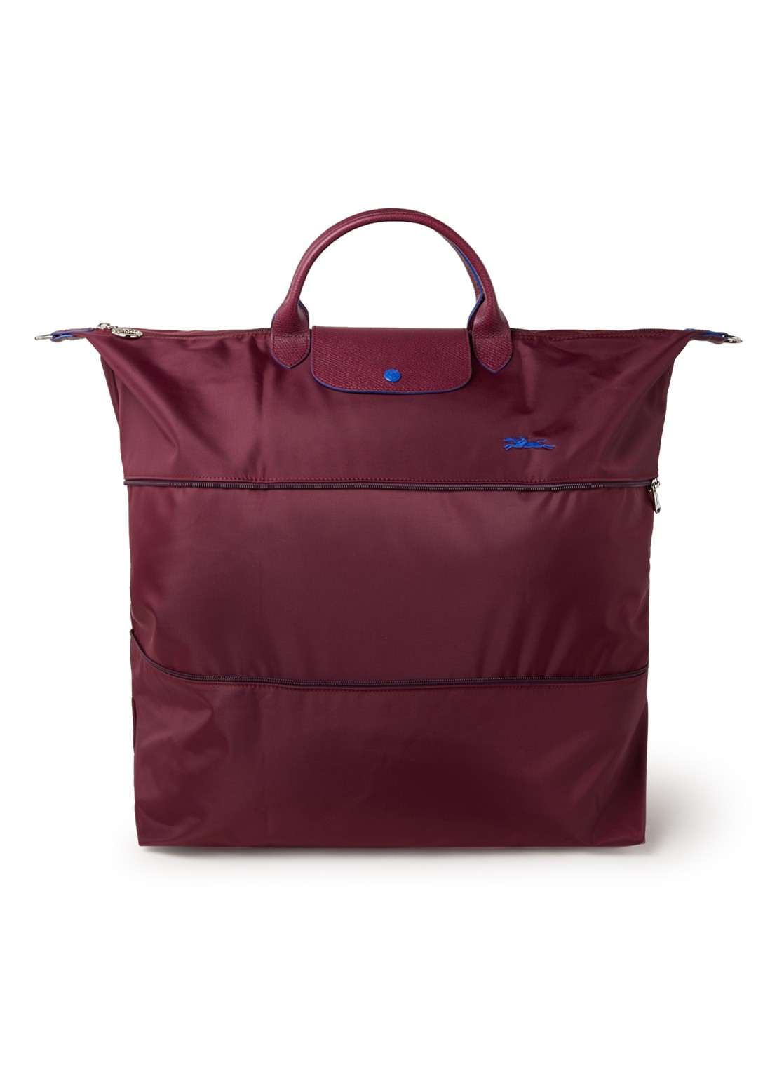 Longchamp Le Pliage reistas in maat verstelbaar - voorkant 5 aubergine