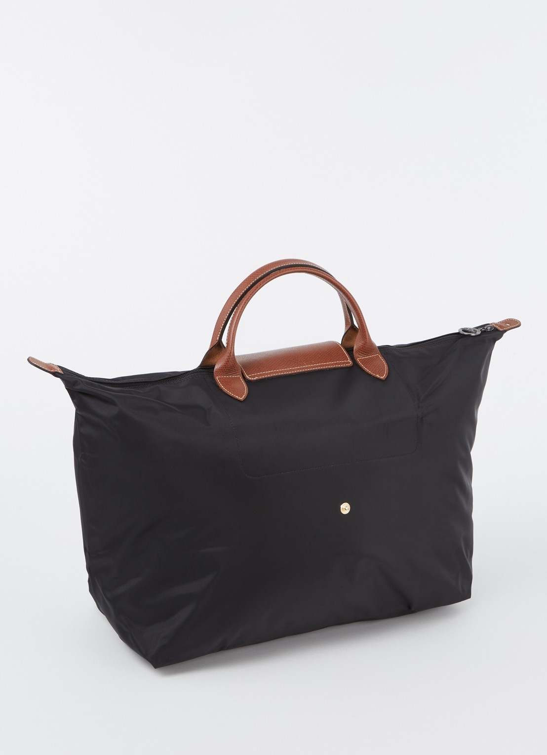 Longchamp Le Pliage reistas L met leren details - achterkant 4 zwart