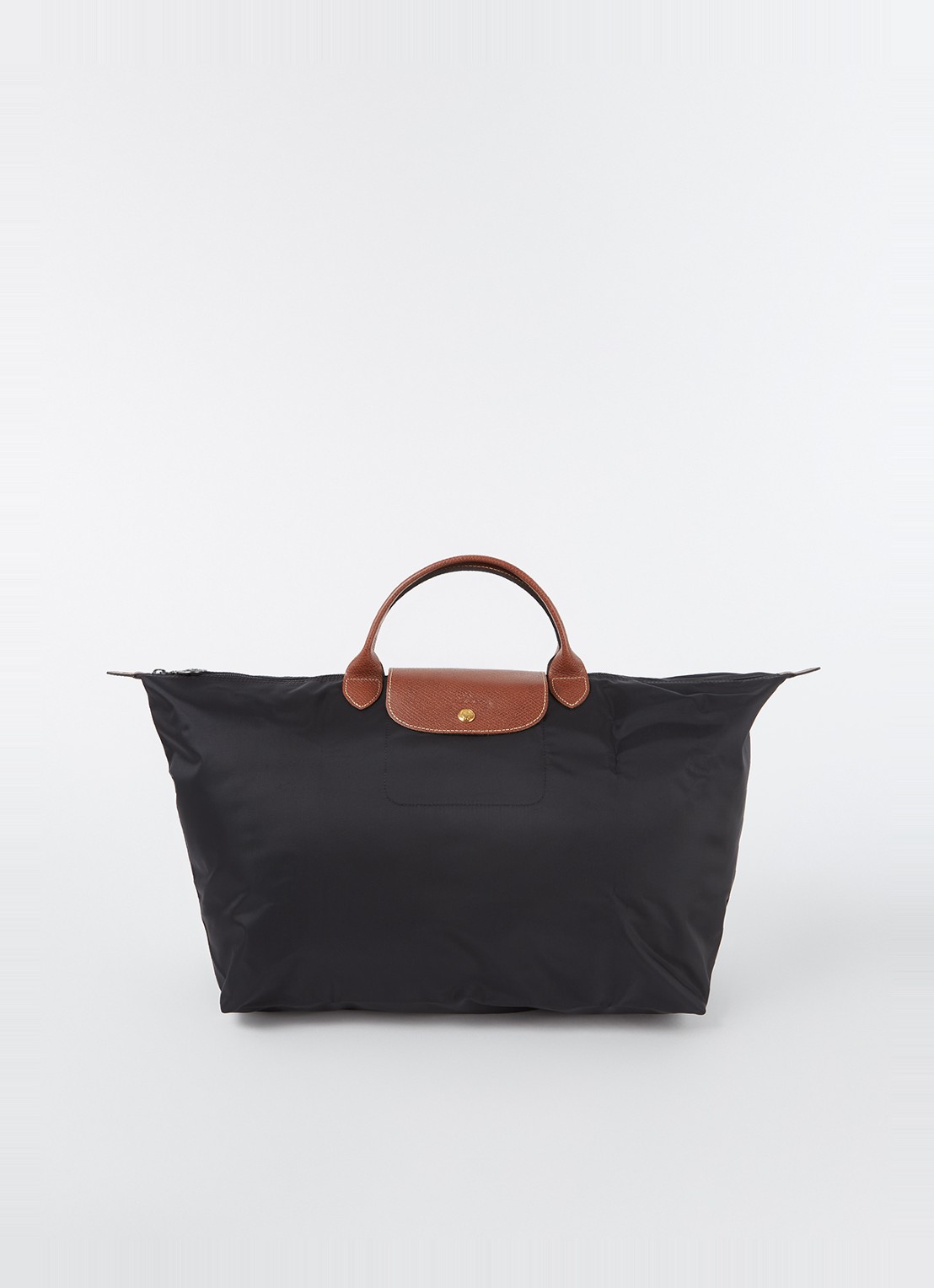 Longchamp Le Pliage reistas L met leren details - voorkant 5 zwart