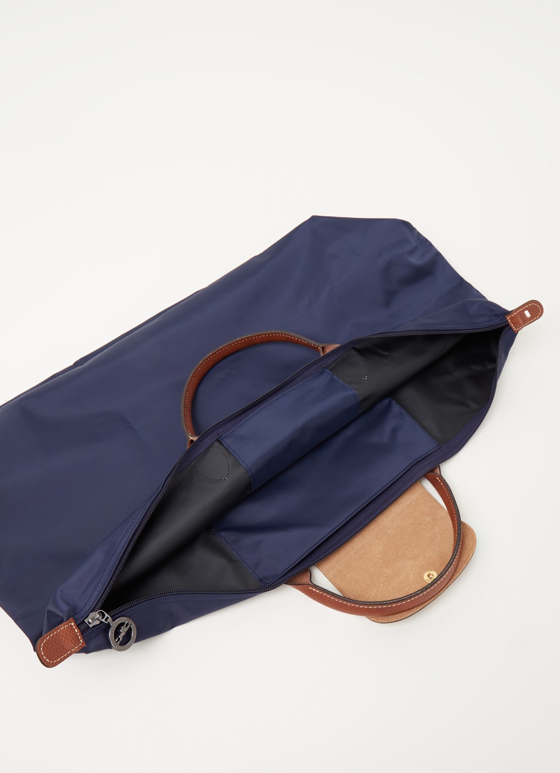 Longchamp Le Pliage reistas L met leren details - detail 3 donkerblauw
