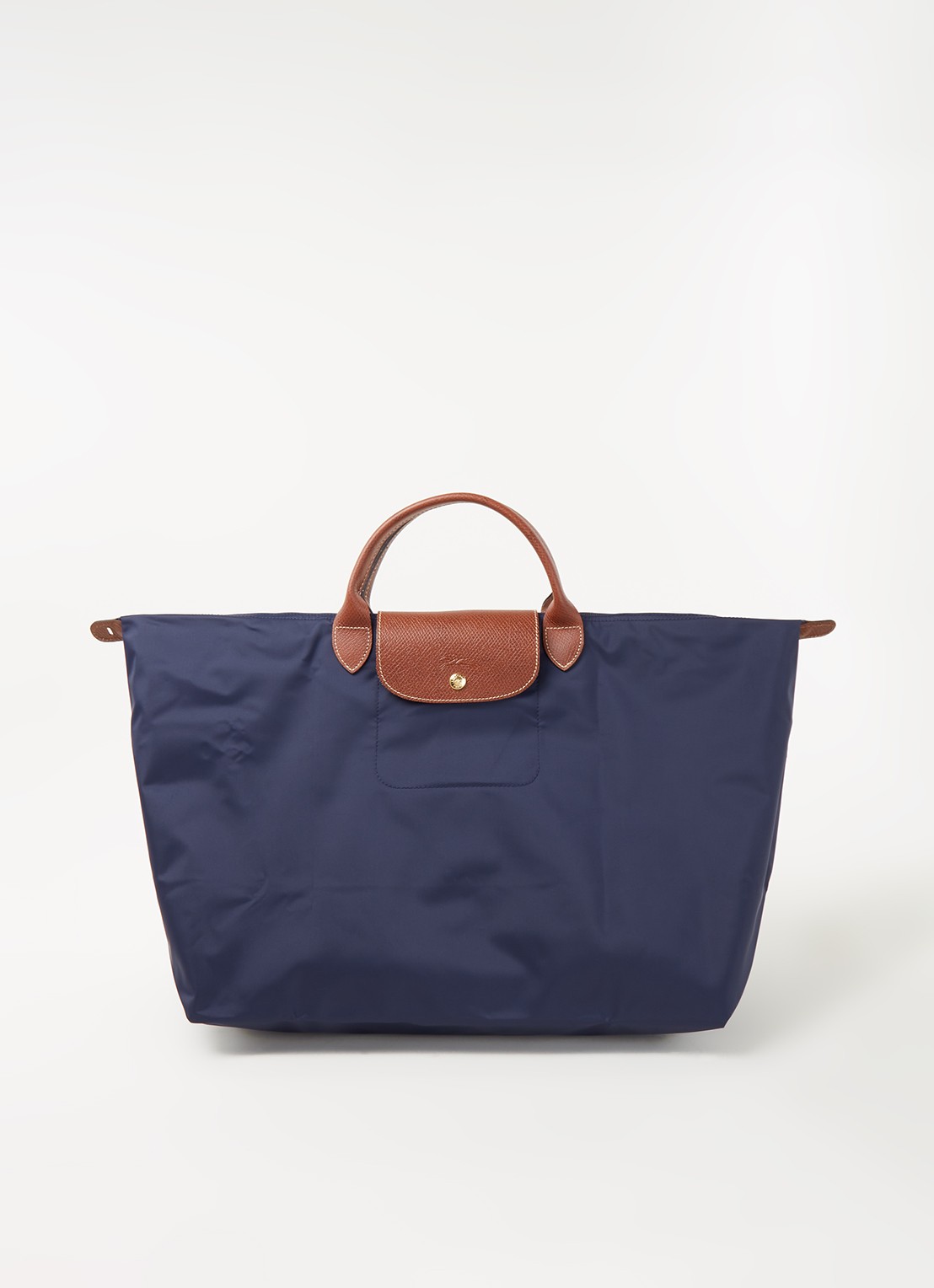 Longchamp Le Pliage reistas L met leren details - voorkant donkerblauw