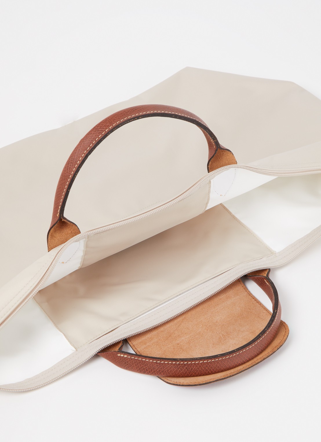Longchamp Le Pliage reistas L met leren details - detail 4 creme