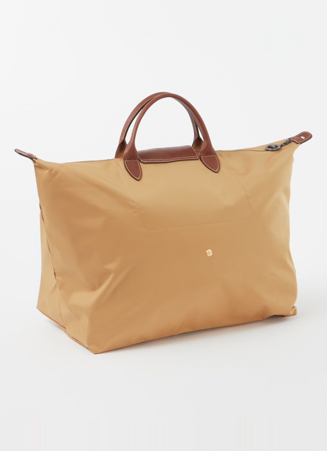 Longchamp Le Pliage reistas L met leren details - achterkant camel