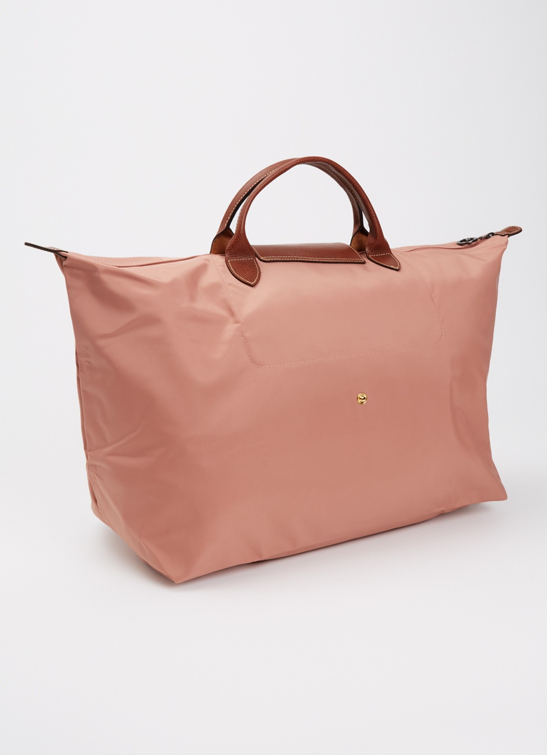 Longchamp Le Pliage reistas L met leren details - achterkant oudroze