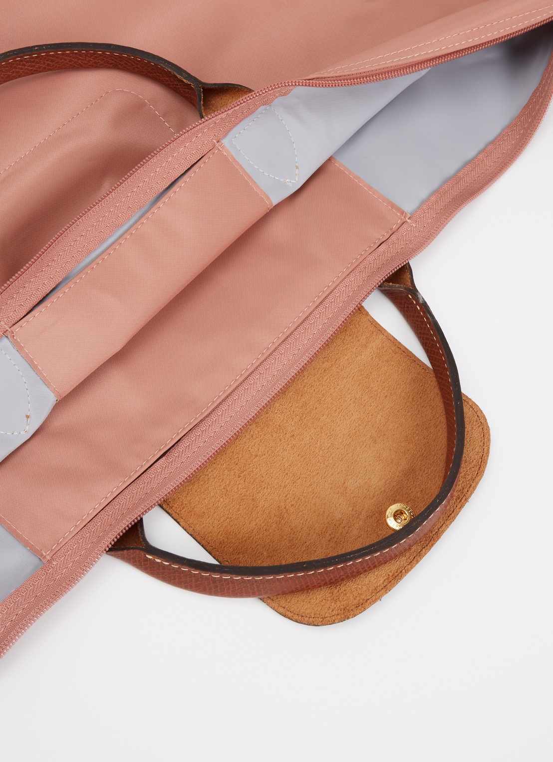 Longchamp Le Pliage reistas L met leren details - detail 4 oudroze