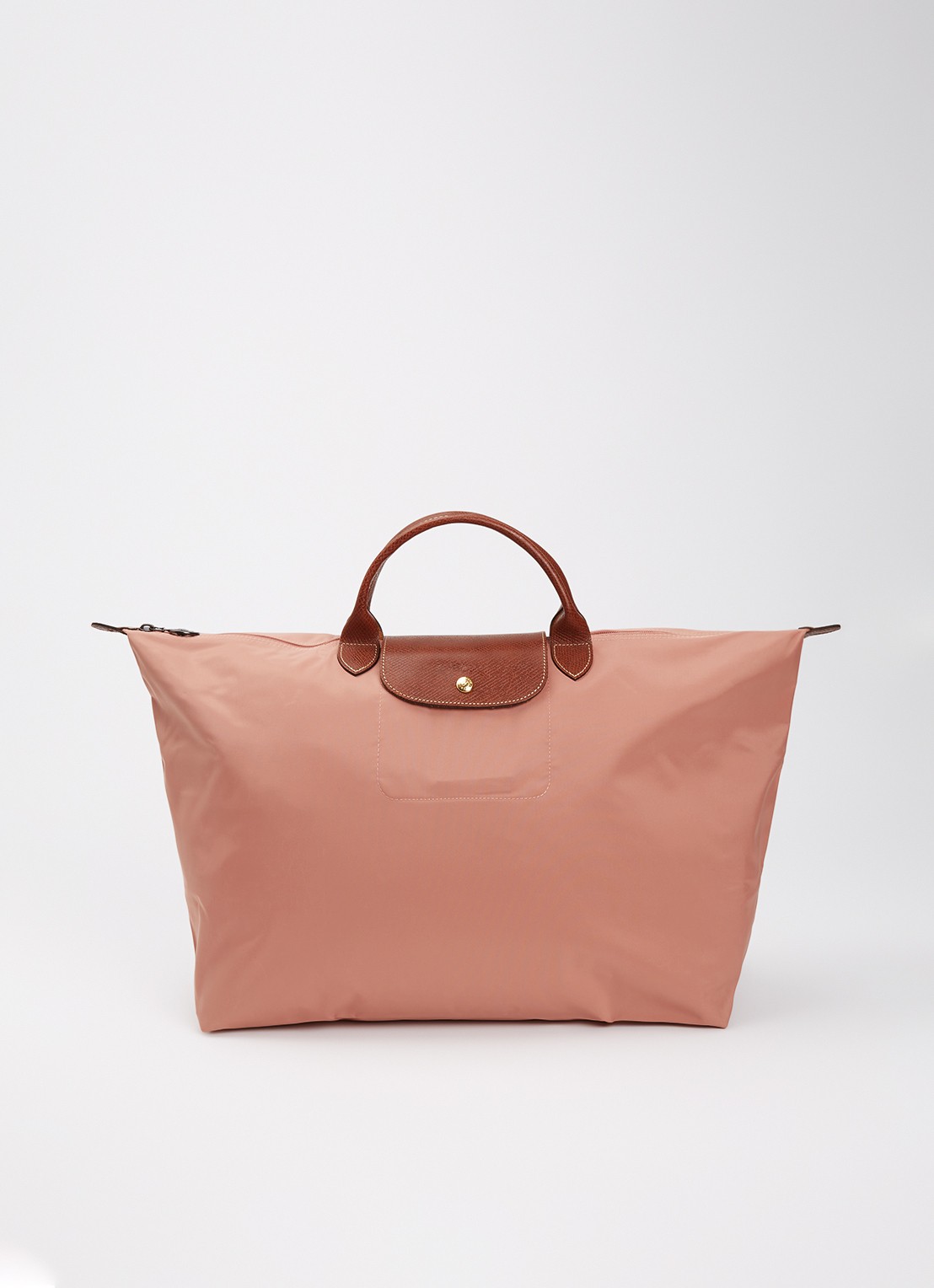 Longchamp Le Pliage reistas L met leren details - voorkant 2 oudroze