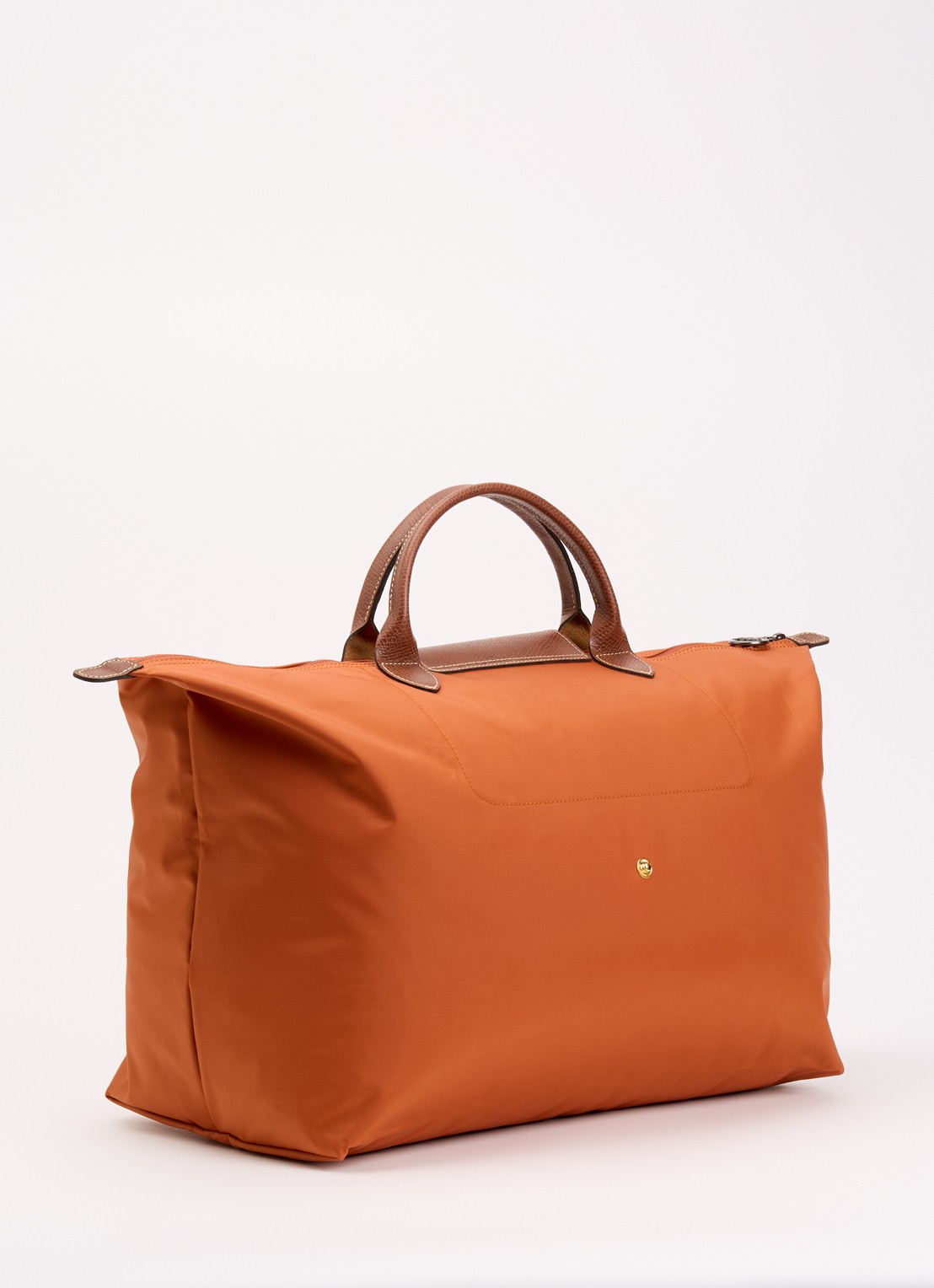 Longchamp Le Pliage reistas L met leren details - achterkant oranjebruin