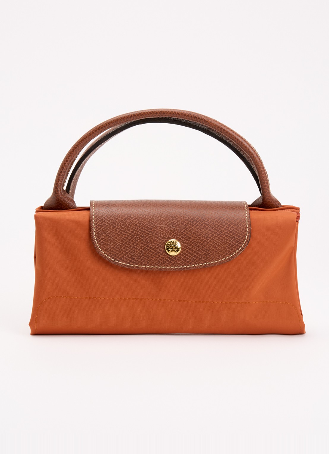 Longchamp Le Pliage reistas L met leren details - detail 6 oranjebruin