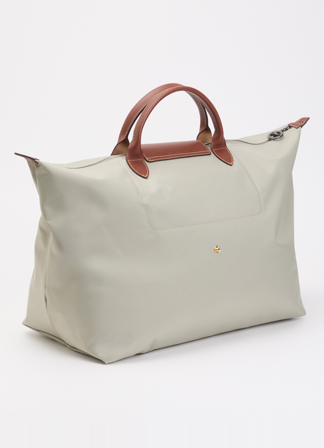Longchamp Le Pliage reistas L met leren details - achterkant 7 grijs