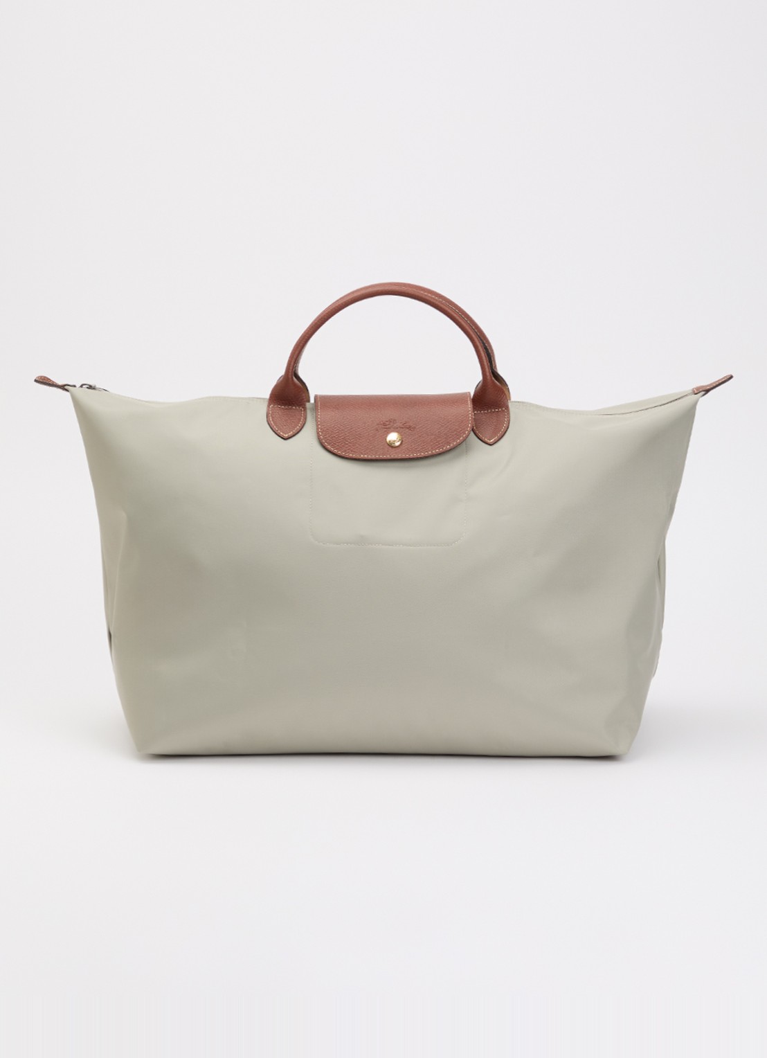 Longchamp Le Pliage reistas L met leren details - voorkant grijs