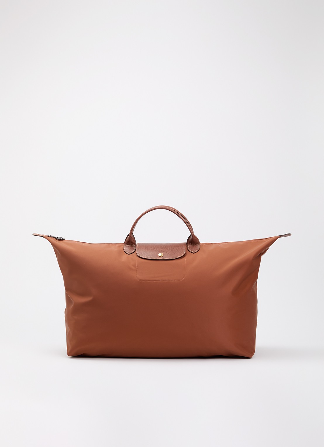 Longchamp Le Pliage reistas XL met leren details - voorkant 6 cognac