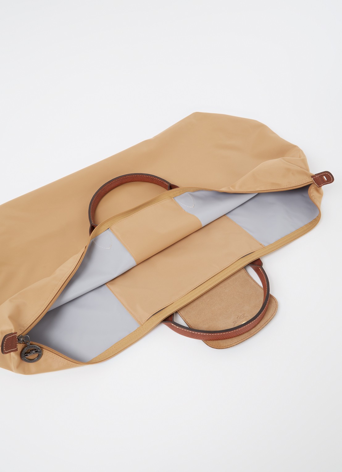 Longchamp Le Pliage reistas XL met leren details - detail 2 camel