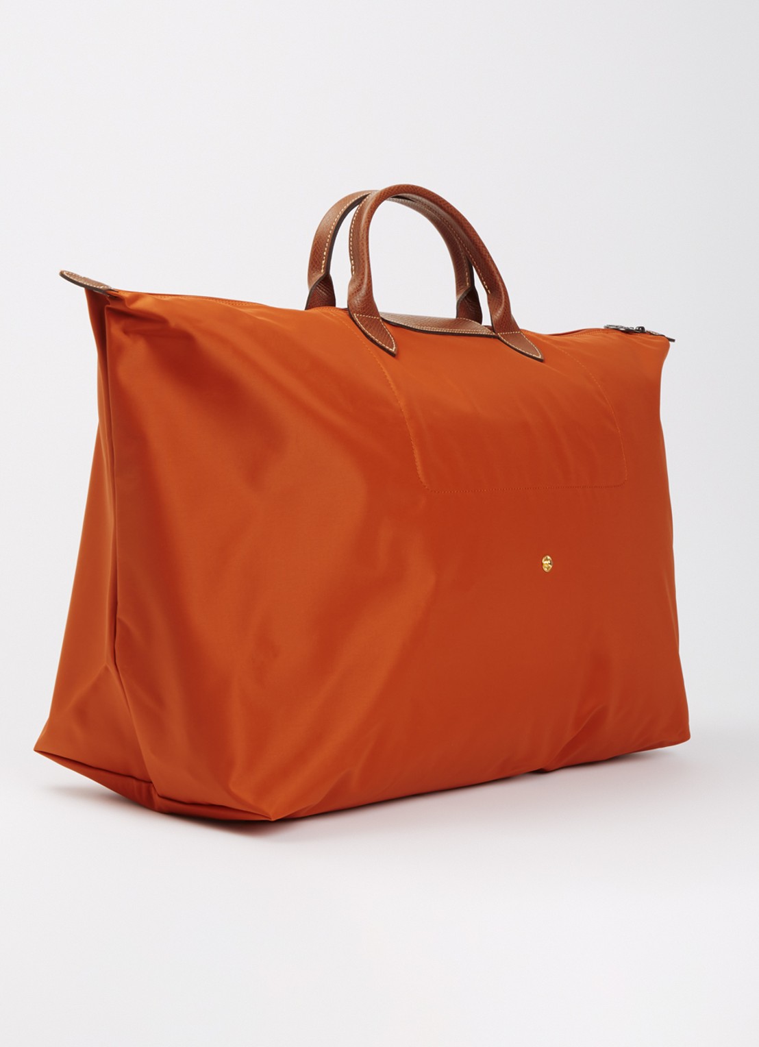 Longchamp Le Pliage reistas XL met leren details - achterkant 7 roodbruin
