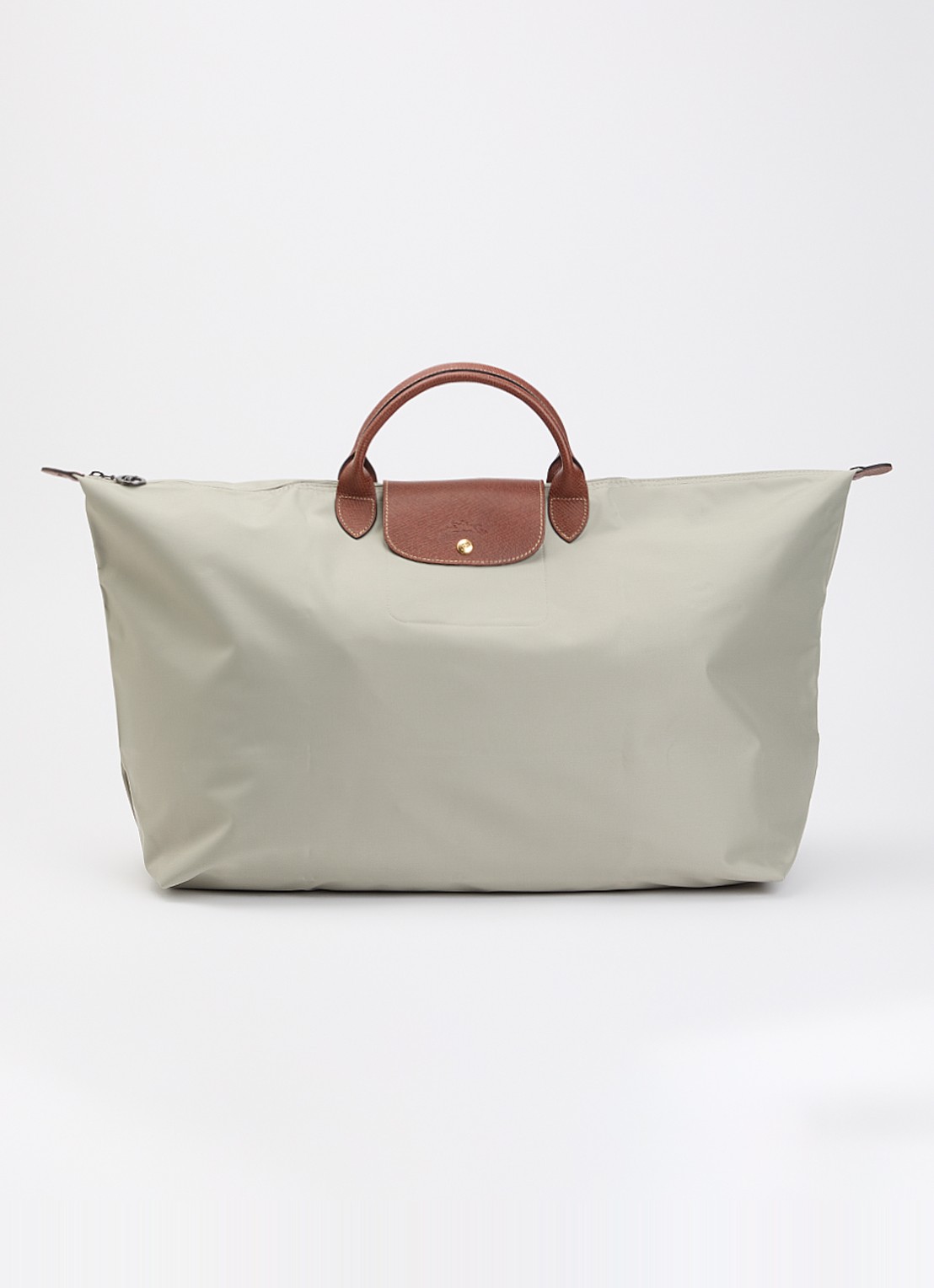 Longchamp Le Pliage reistas XL met leren details - voorkant 2 grijs