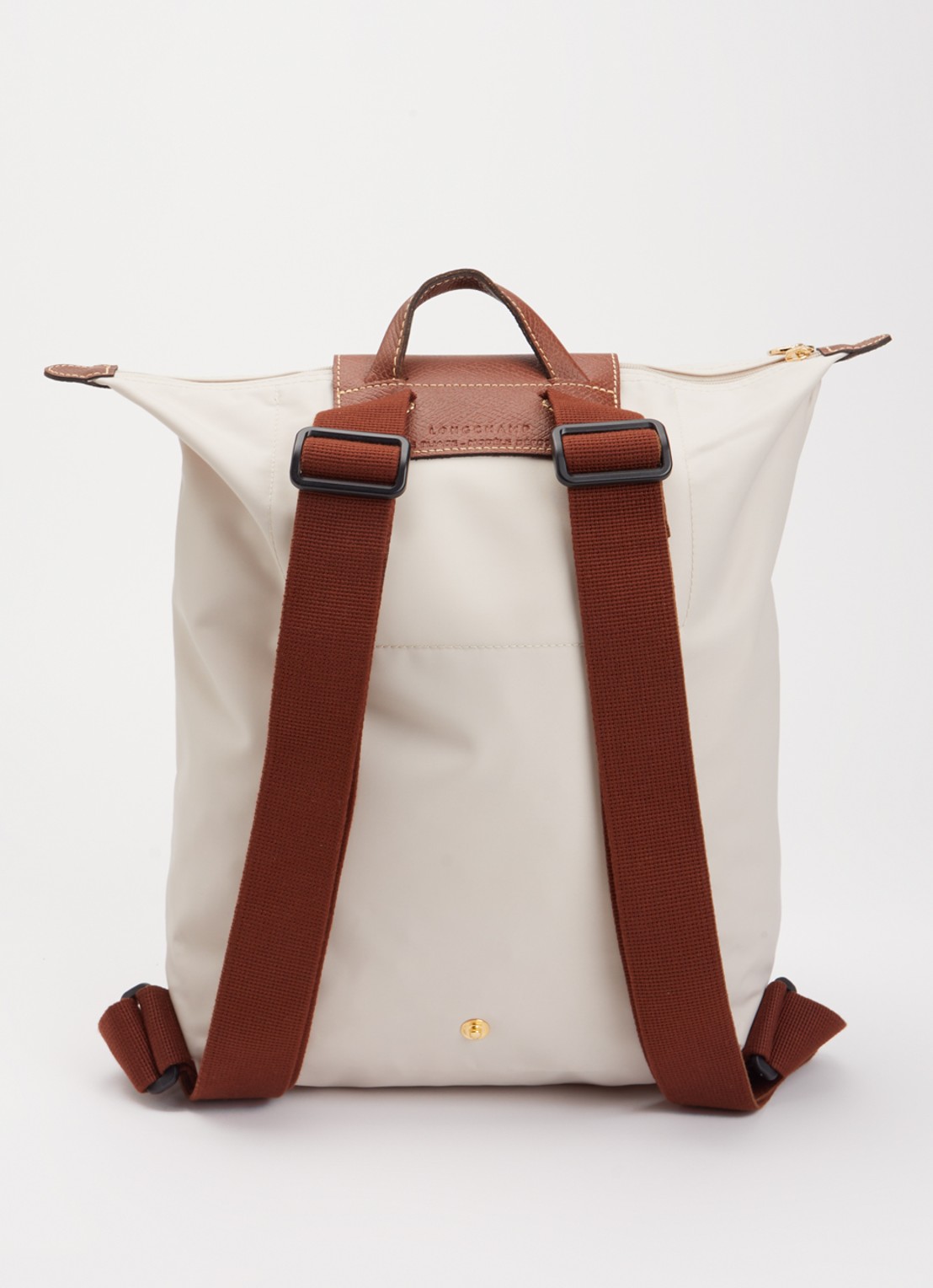 Longchamp Le Pliage rugzak M met leren details - achterkant creme