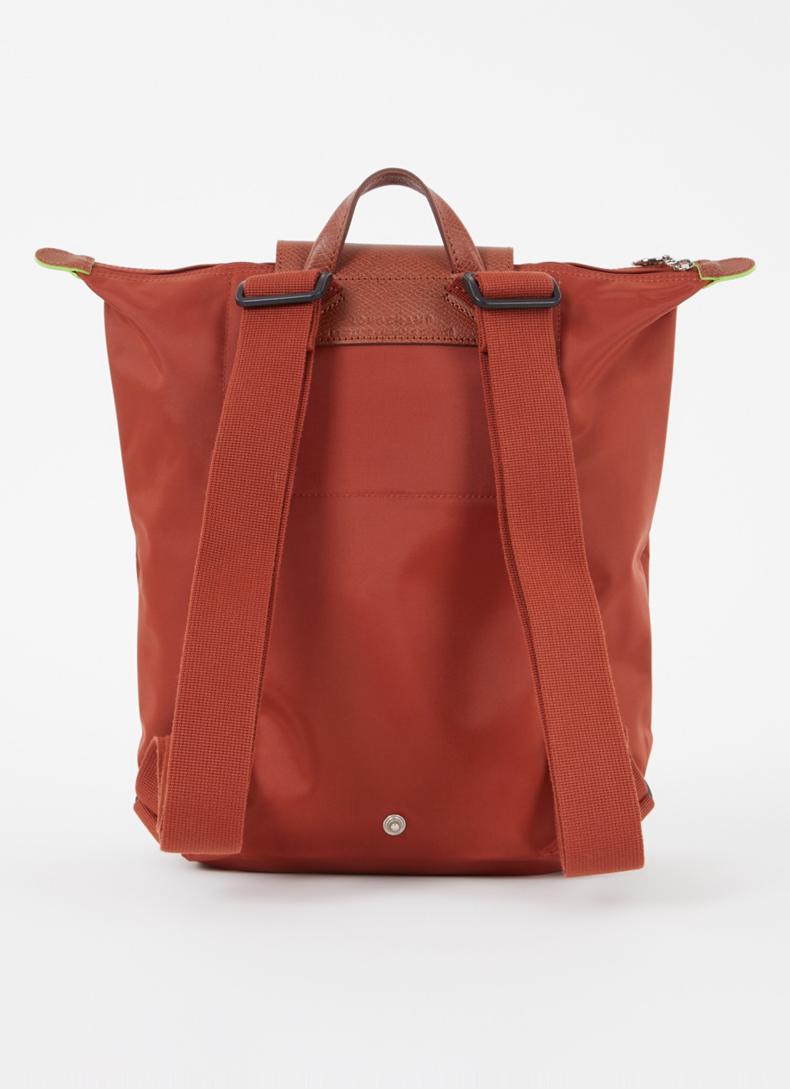 Longchamp Le Pliage rugzak M met leren details - achterkant 5 kastanjebruin