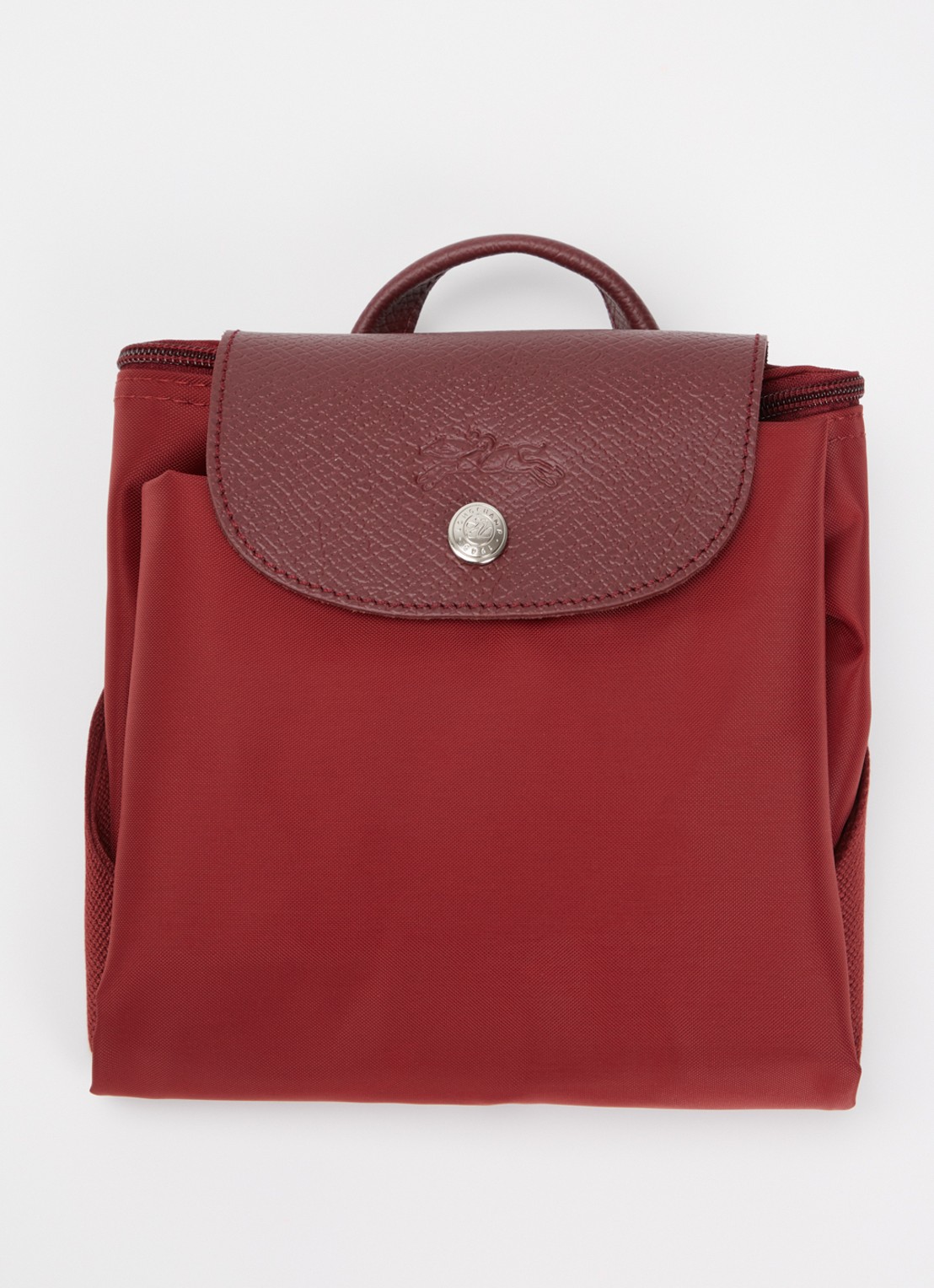 Longchamp Le Pliage rugzak M met leren details - detail 3 bordeauxrood
