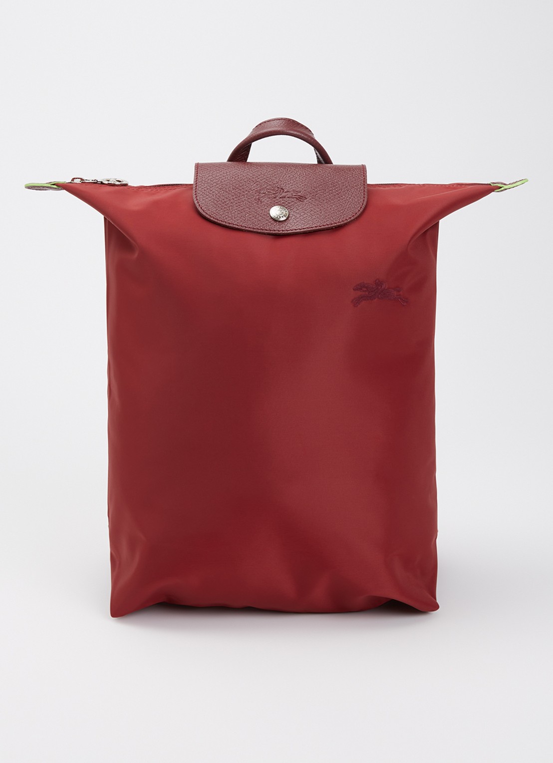 Longchamp Le Pliage rugzak M met leren details - voorkant 4 bordeauxrood