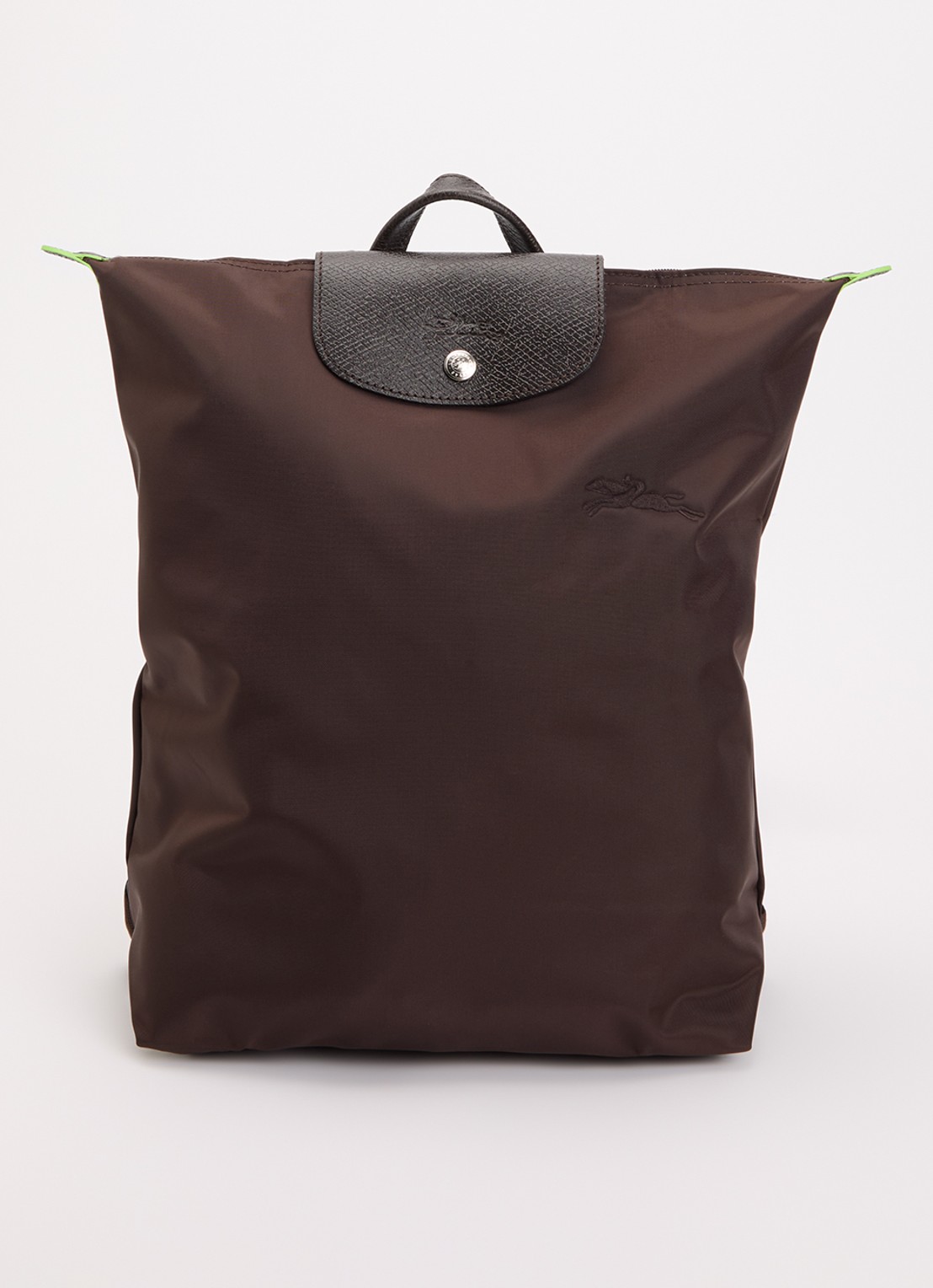 Longchamp Le Pliage rugzak M met leren details - voorkant donkerbruin